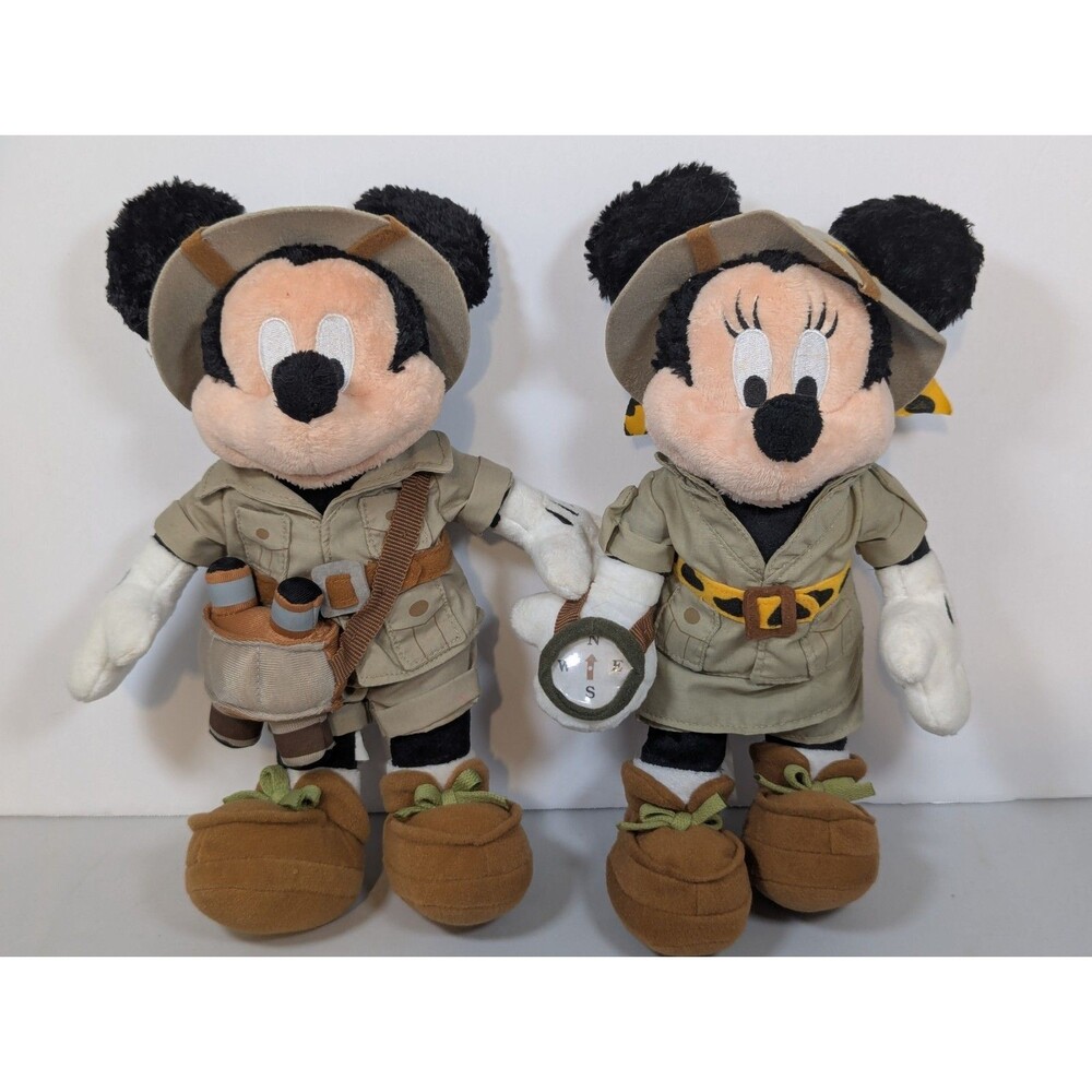 Disney Parks Mickey & Minnie Safari Animal Kingdom Plush 12" NWT